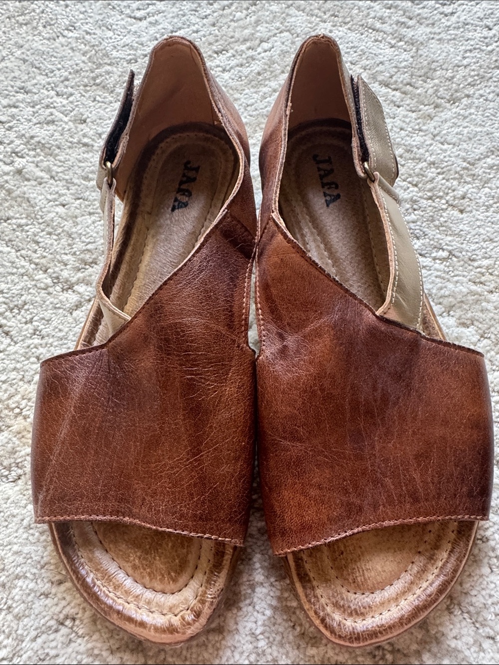Jafa Women's Brown Leather Slingback Sandals